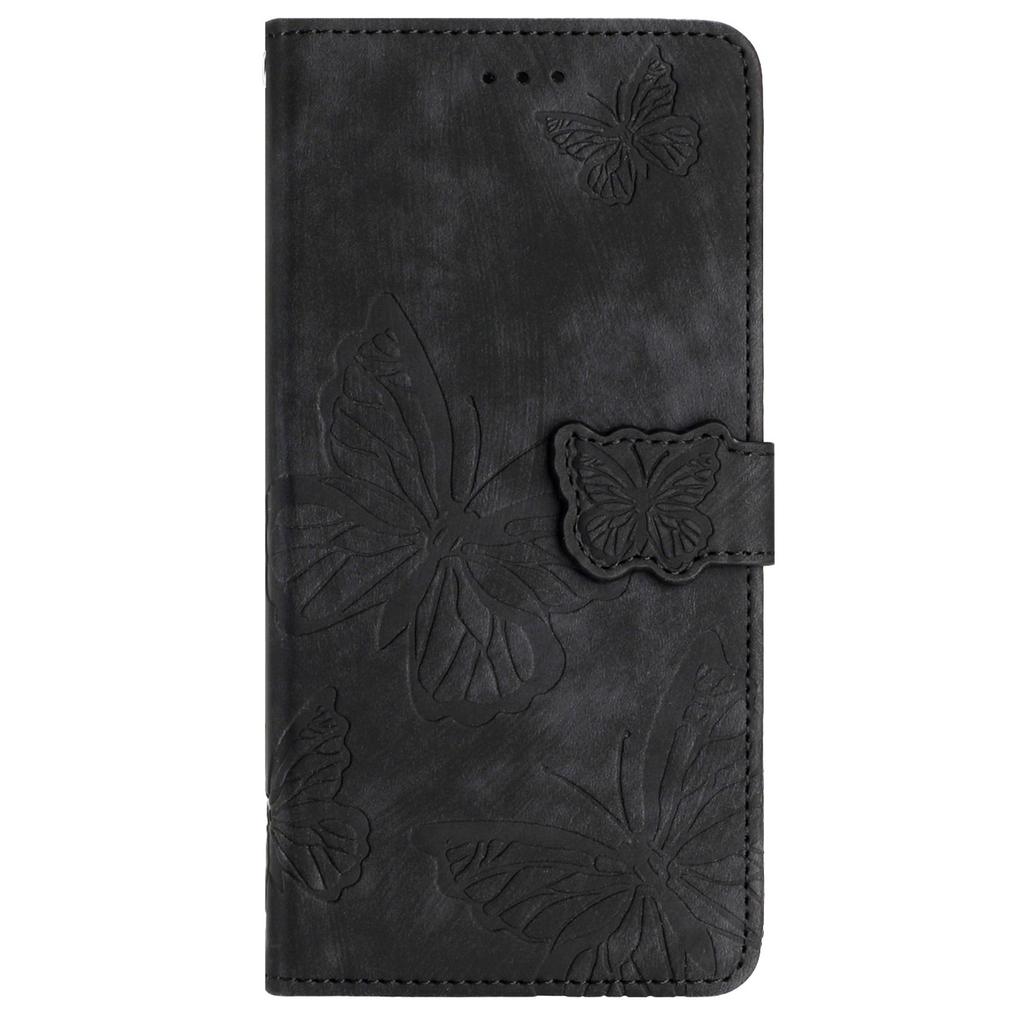 For Samsung Galaxy S24 Case Butterfly Imprinted Skin-Touch PU Leather Phone Cover with Strap