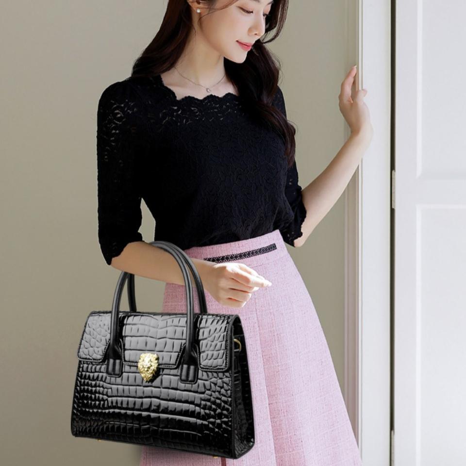Marke Luxus Handtaschen Damen Taschen Designer Pendler Sac Alligator Lackleder Schulter Crossbody Handtaschen für Damen Mutter