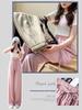 Ice Silk Pleated Wide-Leg Maternity Pants - No Waistband, Petite Fit, Drawstring, Spring/Summer Style