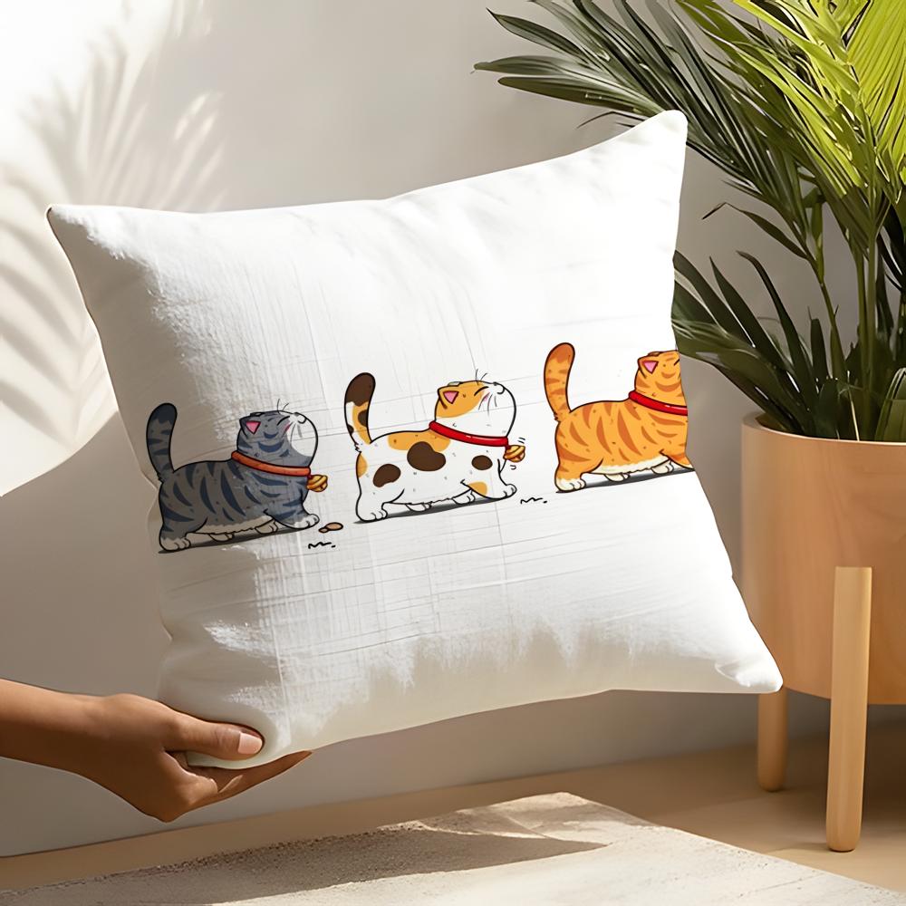 Cute Cartoon Plush Cat Pillow Case Linen Cushion Covers For Decorative Sofa Home Pillows Case Car Chair Pillows Cases