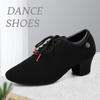 Jazz latinska dansskor med medium klack för kvinnor med andas Oxford-tyg Modern danssko med klack 5 cm