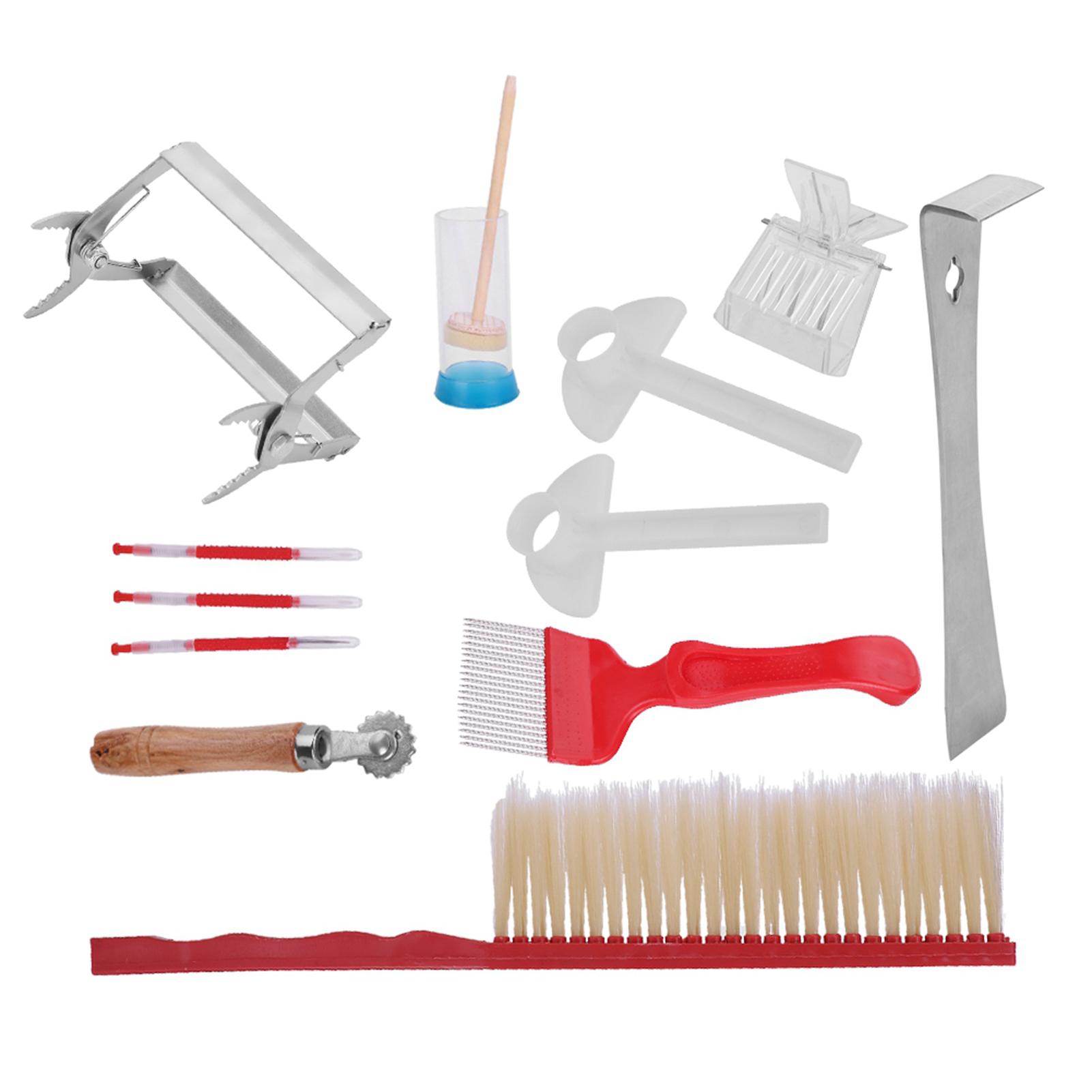 12Pcs Beekeeping Tools Kit Stainless Steel Tool Bee Brush Extracting Fork