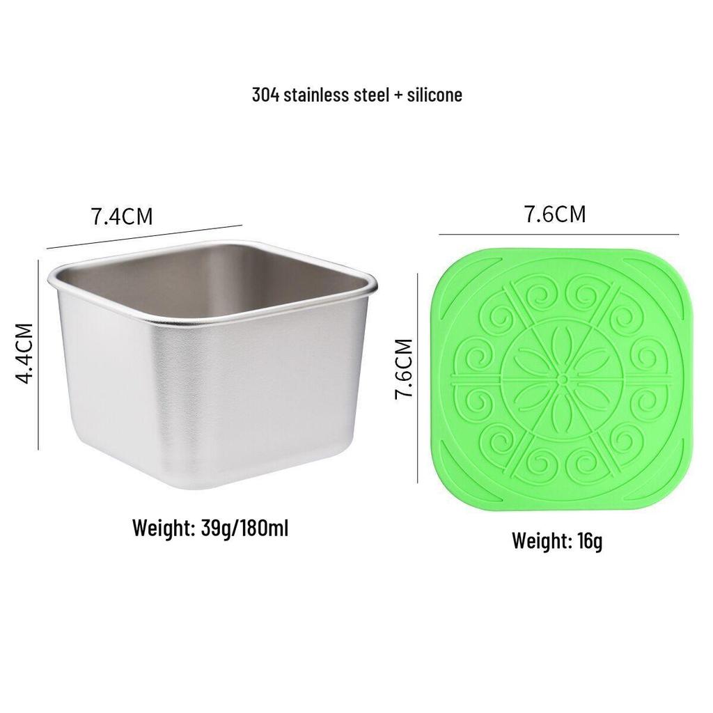 Stainless Steel Sauce Dish with Silicone Lid – Portable Outdoor Dipping Dish for Salad and Seasoning