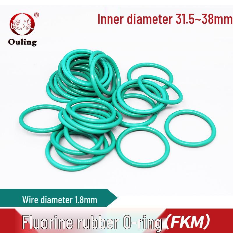 Green FKM O-ring, ID Options: 31.5 to 38mm x 1.8mm Inner Diameter 31.5*1.8mm (5 pcs) Green FKM O-ring