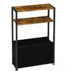 Iron Wood Combination Movable Sofa with Narrow Edge Table and Storage Basket, Simple Small Space Living Room Corner Table