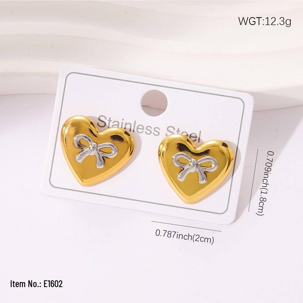 High-End European & American 18K Gold Stainless Steel Stud Earrings - Fashionable, Versatile, and Colorfast Niche Jewelry