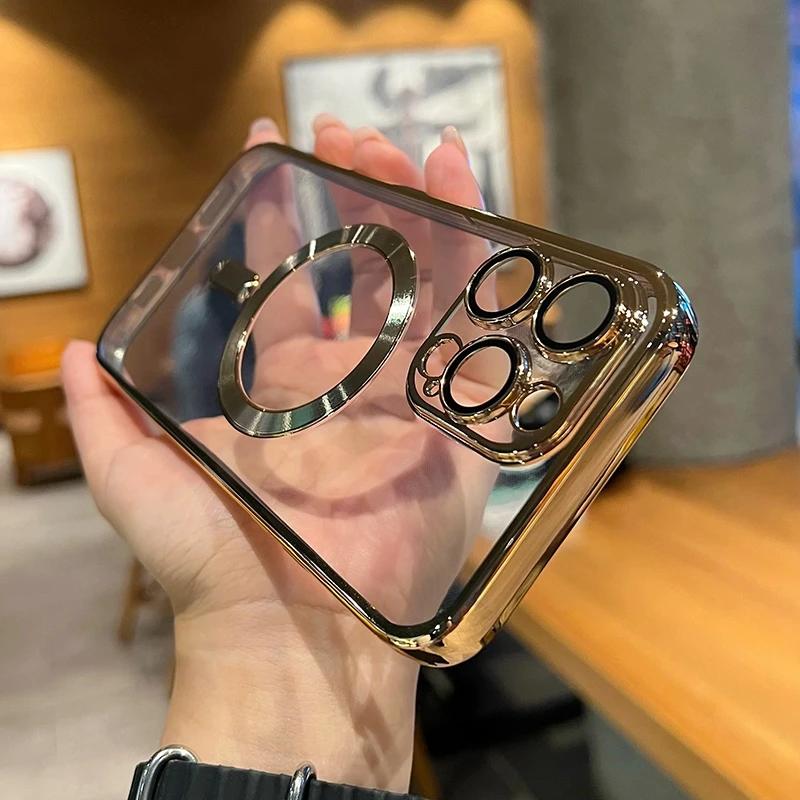 

Transparent Magsafe Wireless Charging Case For iPhone 15 14 13 12 11 16 Pro Max Plus X XS Max XR Magnetic Silicone Cover For iPhone 13