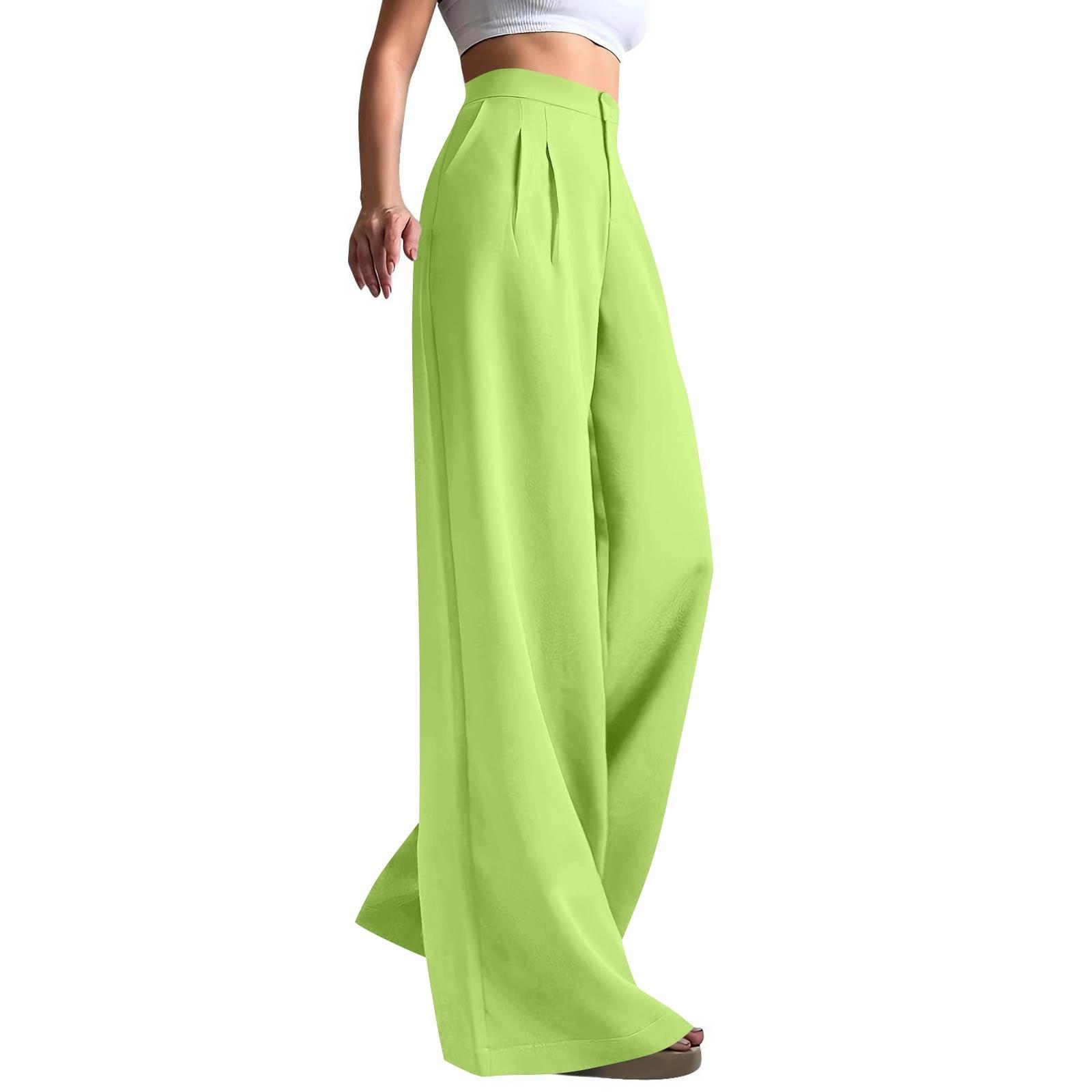 Рабочие брюки женские деловые повседневные с высокой посадкой и широкими штанинами, нарядные рабочие наряды M