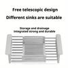 Adjustable 304 Stainless Steel Sink Drain Basket Drain Drying Rack Multifunctional Storage Rack for Kitchen Dish Vegetable Fruit