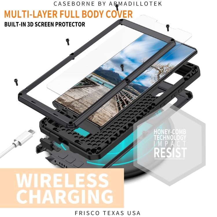 Custodia per Telefono R-JUST con Supporto in Metallo + Silicone e Copri Fotocamera Scorrevole per Samsung Galaxy S22 Ultra 5G