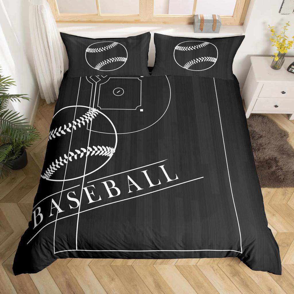 3D Baseball Bedding Set Sports Bedroom Decor Duvet Cover Sets With Pillowcases Sport Baseball Themed Sports Fans Essential Gifts