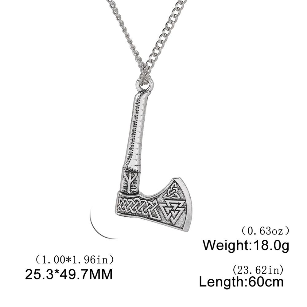 Viking Axe Necklace for Men Norse Runes Compass Pendant Vintage Amulet Jewelry Male Boy Gifts