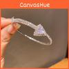 Heart Shaped Zircon Open Cuff Bracelet For Women In Gold Or Silver With Elegant Design