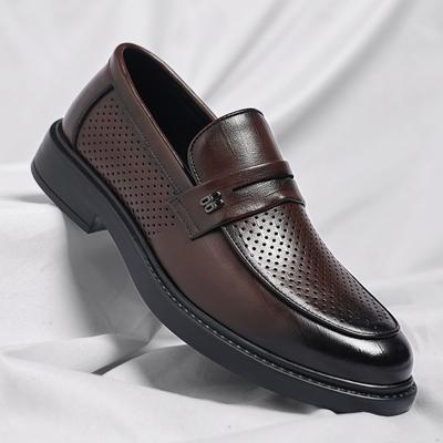 Verão Novos Sapatos de Couro Perfurado para Homens Adultos Sapatos Casuais de Alta Qualidade de Sola Grossa para Negócios Sapatos Loafer Clássicos de Marca para Homens