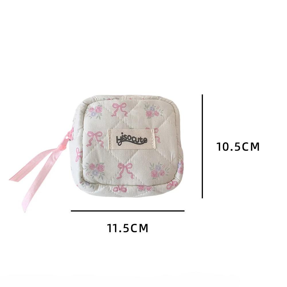 Ins Sweet Bow Sanitary Pad Bag Girls Sanitary Napkin Pouch Small Makeup Bag Earphone Data Cable Organizer Coin Purse Card Wallet