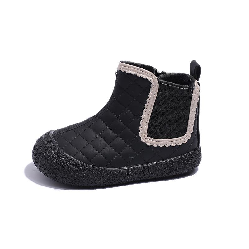 Girls' Short Boots Autumn and Winter New Baby Leather Boots Two Cotton Cotton Shoes Soft Sole Korean Version Warm and Non-slip Boots Tide