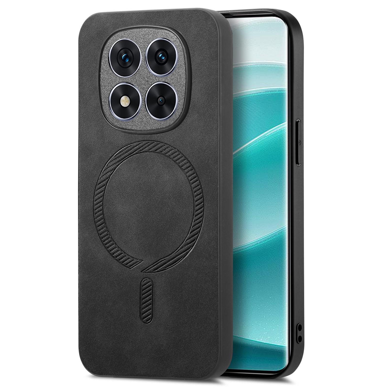 

Для Xiaomi Redmi Note 14 Pro+ 5G Шкіряна задня кришка Сумісна з MagSafe Чохол для телефону з покриттям, що імітує шкіру Black