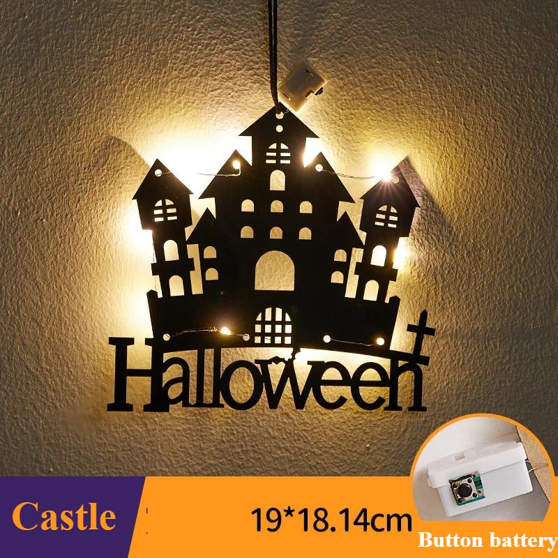 LED Light Up Halloween Hanging Ghost Spider Web Bat Ornaments Halloween Party Horror Props Indoor Outdoor Home Decoration Gifts