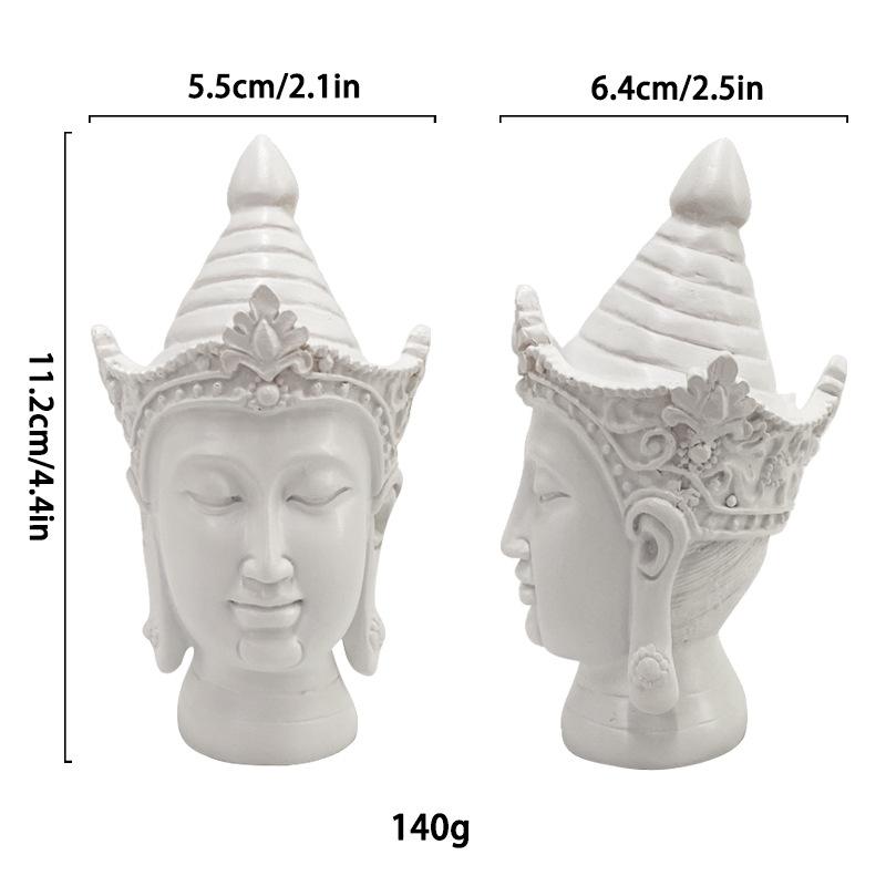 Miniature Buddha Head Statue Creative Southeast Asia Antique Buddha Sculpture Resin Handicraft Zen Home Decorative Figurines