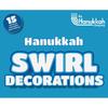 Hanukkah Swirl Decorations - 15 Foil Swirls with Menorah, Dreidel and Star Cutouts - Blue and White Chanukah Decor