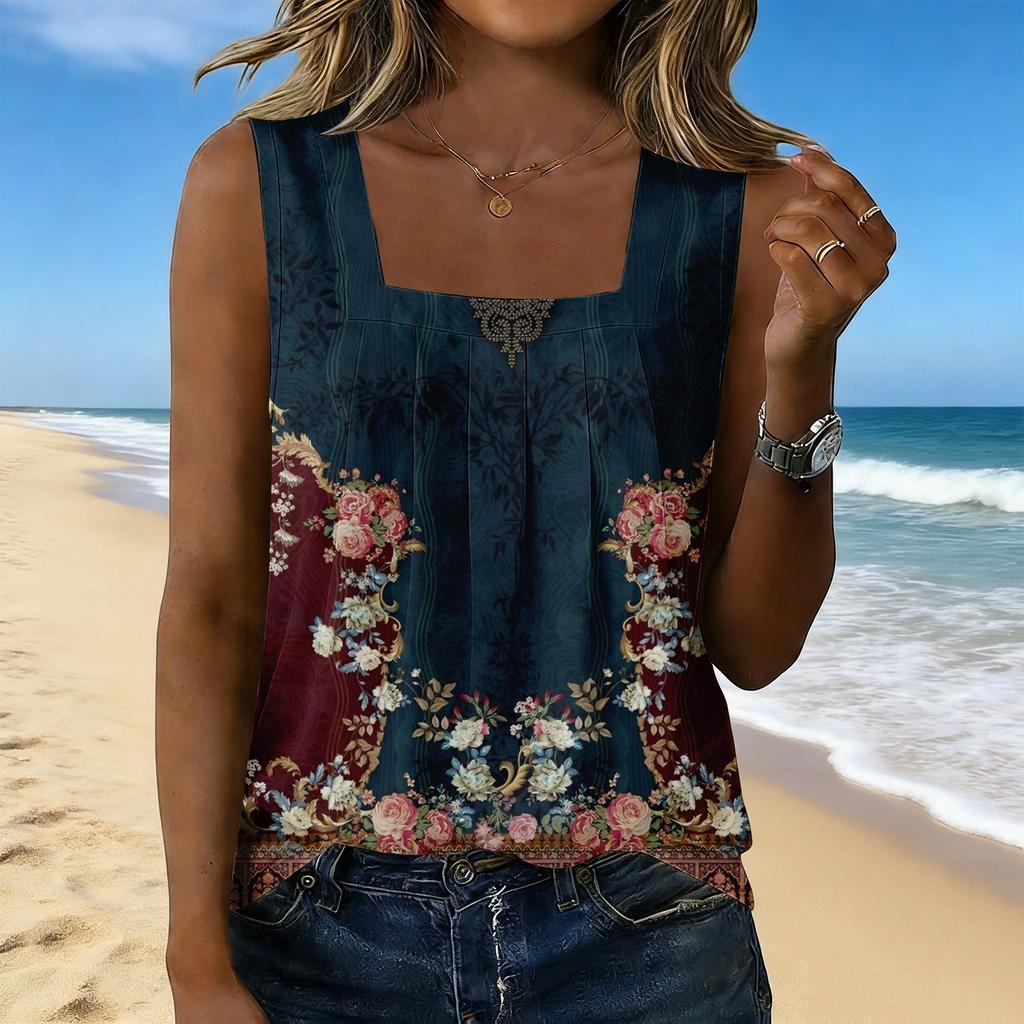 Women's Fashionable Casual Vintage Print Tank Top