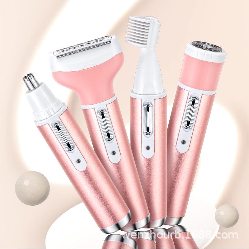 Rasoir électrique 4 en 1 pour femme: Aisselle, Poils Pubiens, Tondeuse à Sourcils