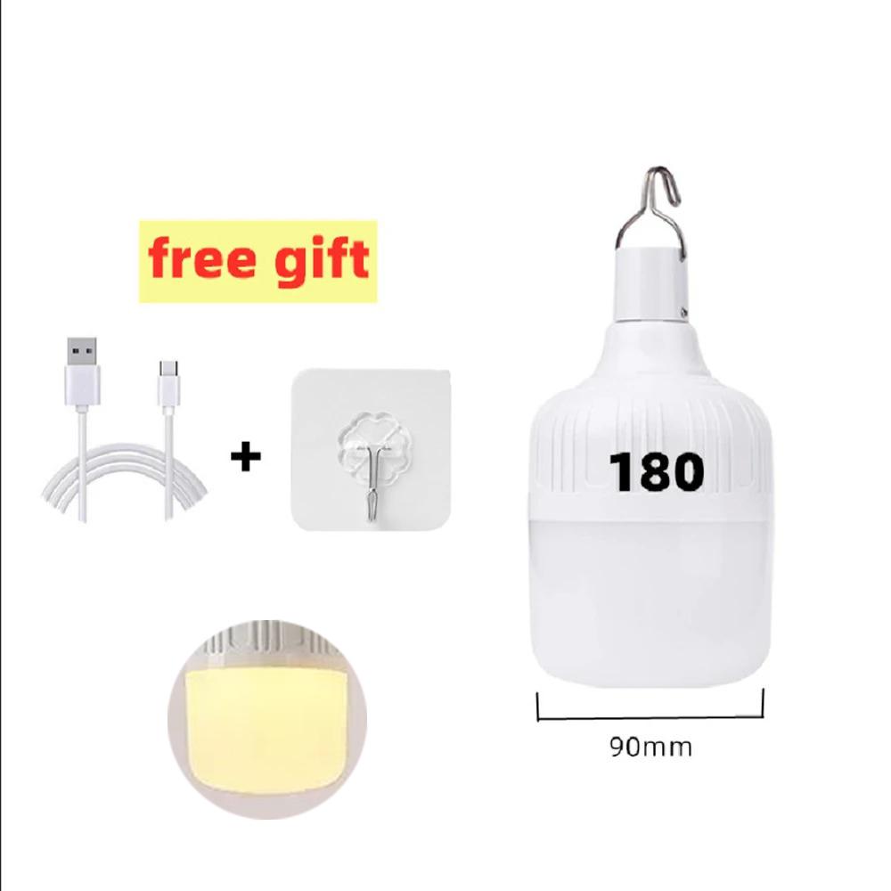1-8pcs Portable LED Outdoor Camping Lights USB Rechargeable Lamp Hook Emergency Bulb High Power Tents Lantern Night Lights Bulb