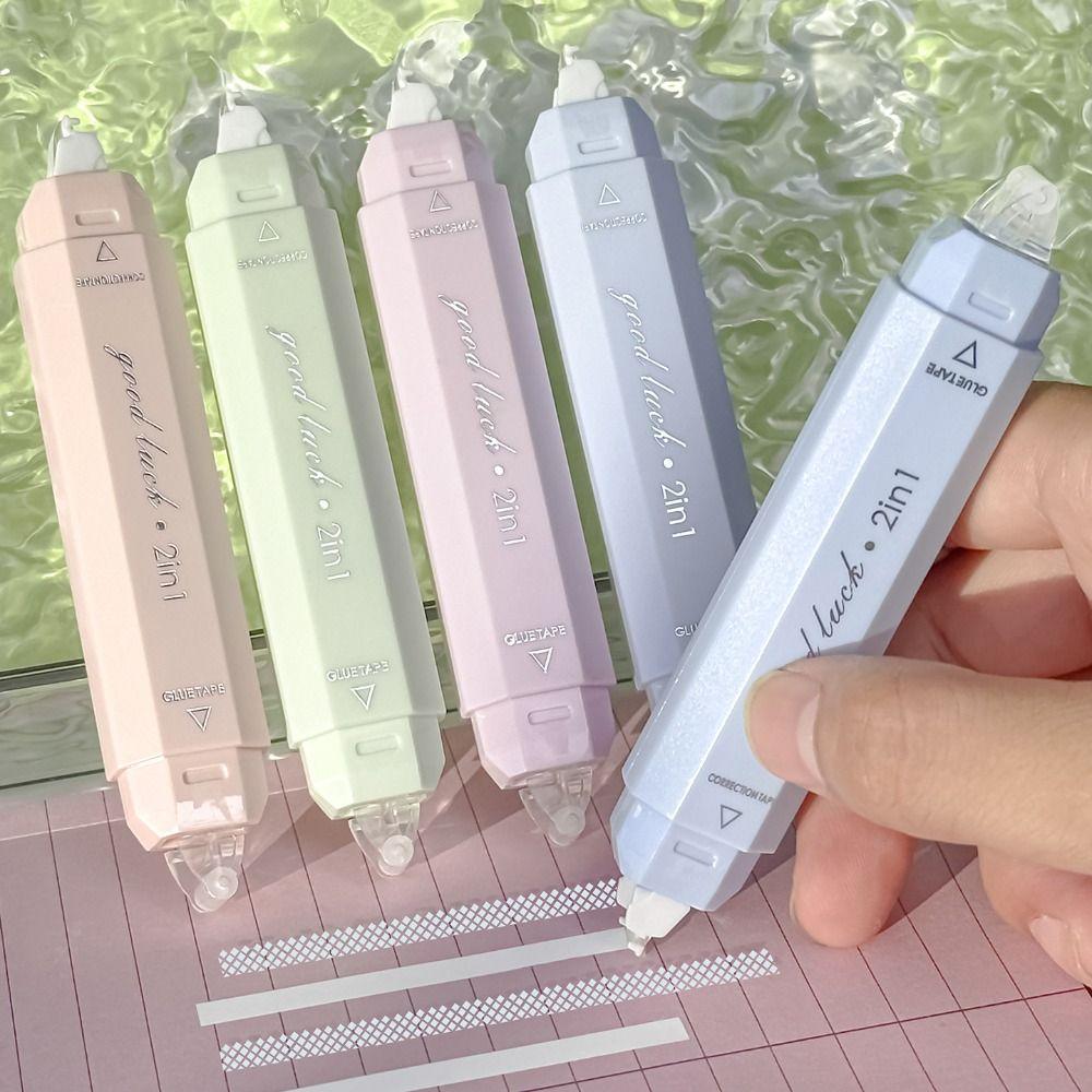 4pcs Large-capacity Correction Tape 2-in-1 Dispensing Pens Portable Dot Glue Tape  School Supplies