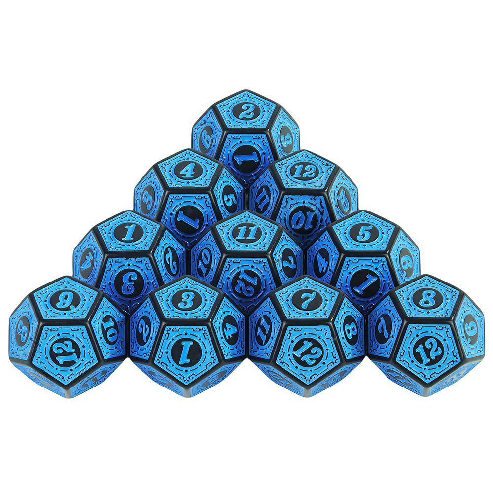 12 Sided Polyhedral Dice 10pcs D12 Dice Set for Dice Game DND TRPG Funny Party Board Game