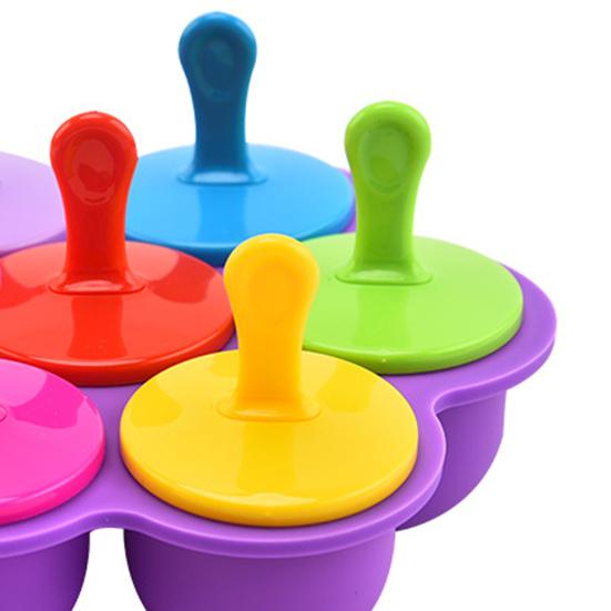 Silicone Popsicle Molds with Sticks 7 Cavity Ice Cube Tray Silicone Molds for Baby Foods Ice Lolly Mold for Pastries