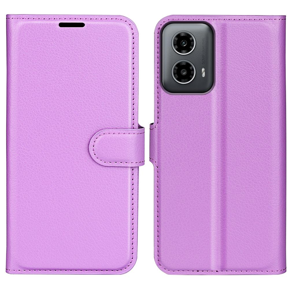 For Motorola Moto G45 5G/G34 5G Case Folio Stand View Leather Phone Cover Litchi Texture