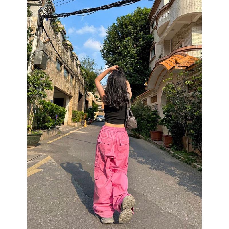 Women's Dopamine Color Wide-Leg Workwear Pants - Lightweight, Loose-Fit for Autumn & Spring Casual Wear