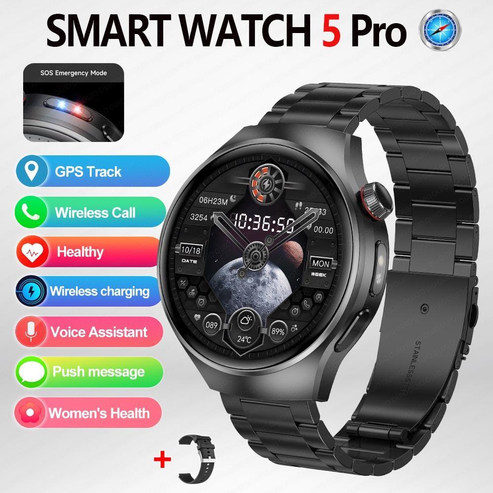 2026 Nuovo Watch5 Pro Smartwatch GPS Schermo AMOLED HD da 1,53 Pollici Bussola Frequenza Cardiaca Impermeabile Modalità Sportive Multiple Chiamata BT Smartwatch