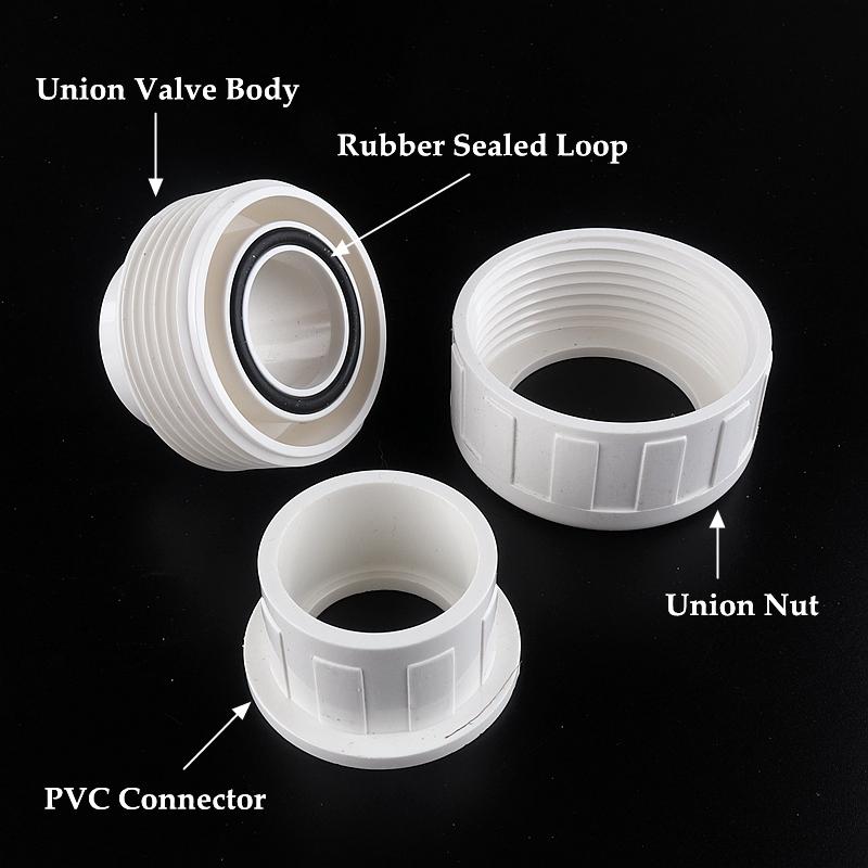 20~2pcs Inner Diameter 20~50mm PVC Union Connector Garden Irrigation Water Pipe Fittings Home DIY Aquarium Fish Tank Tube Joints