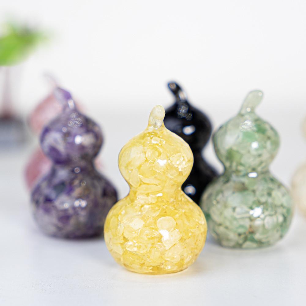 Resin Filled Natural Crystal Gourd Ornaments For Home Decor Gift Ideas