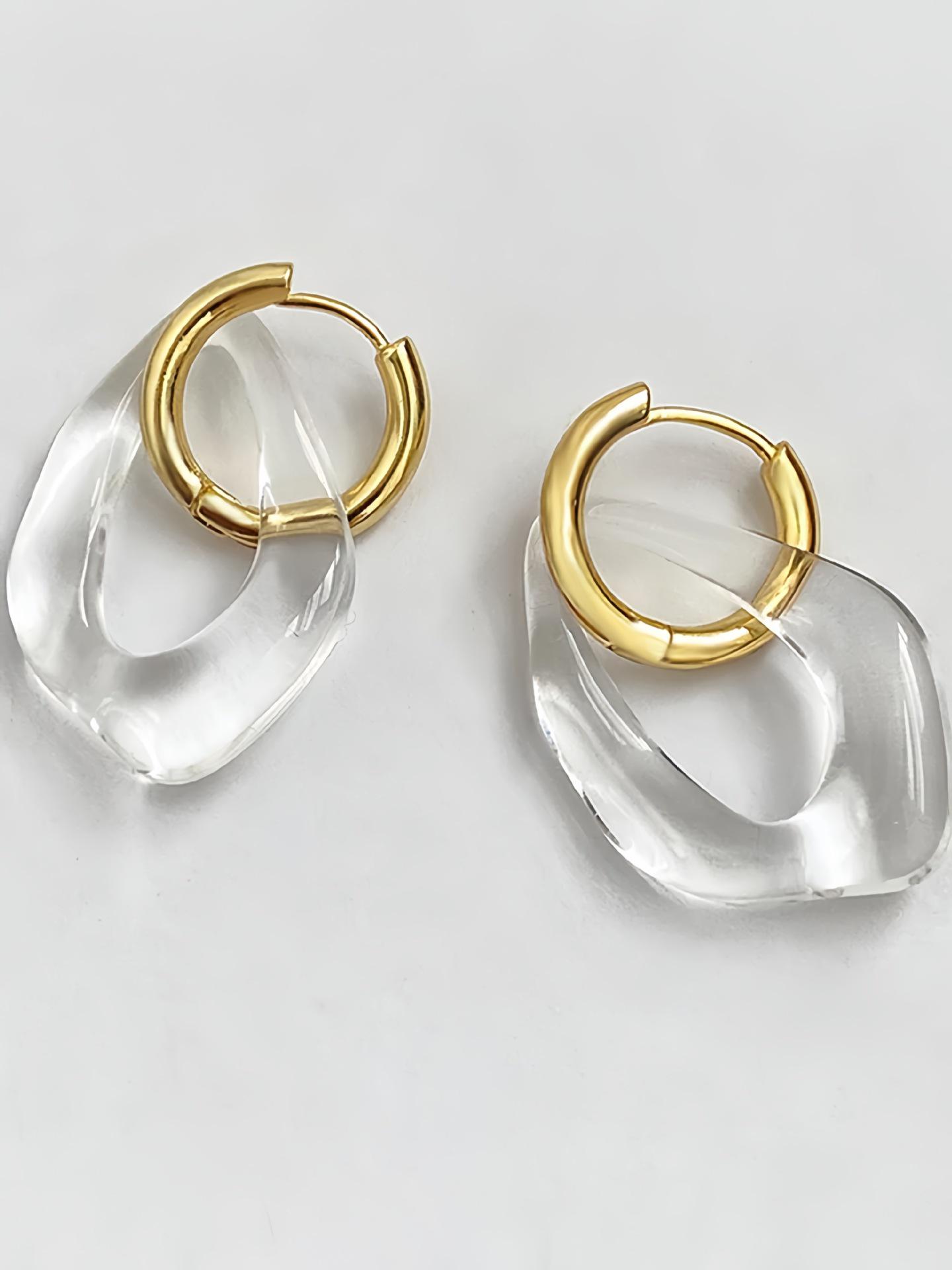 High-End European and American Gold-Plated Geometric Water Drop Earrings