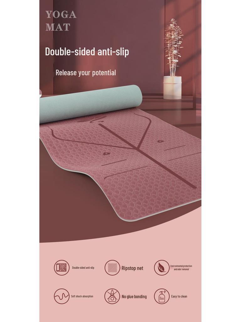 TPE Non-slip Thickened Yoga Mat for Home Fitness – Silent, Shock-Absorbing, Portable Exercise Mat