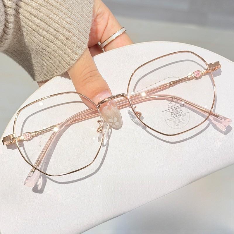 Blue Light Blocking Eyewear With Metal Square Frame For Women And Students