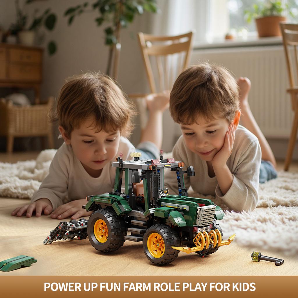 Non-Toxic 1204Pcs Farm Tractor Building Blocks Toys Model Tractor Assemble Puzzle Bricks Toy Sets For Kid Desktop Ornament Gifts