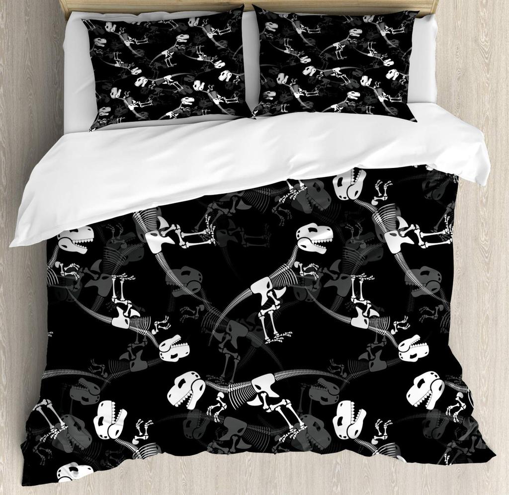 Jurassic Duvet Cover Sets Lightweight Quilt Covers Bedroom Decor Dinosaurs Illustrations Skeleton Biology Historic Bedding Sets