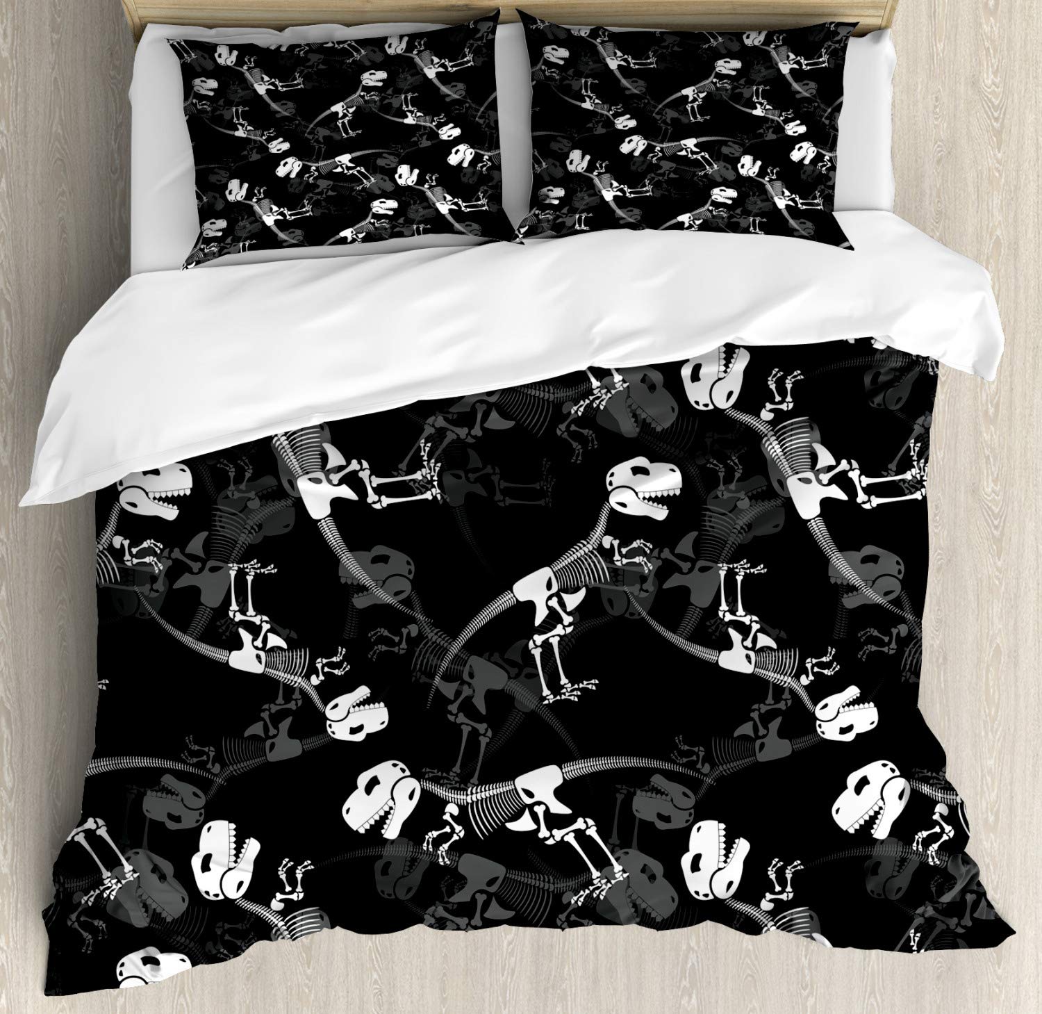 

Jurassic Duvet Cover Sets Lightweight Quilt Covers Bedroom Decor Dinosaurs Illustrations Skeleton Biology Historic Bedding Sets US Twin(172*218cm)3pcs