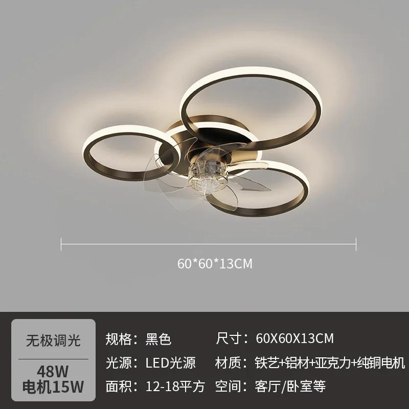 Modern Ceiling Fan Lamp LED With Remote Control Adjustable Speed Dimmable Flower Shape For Living Room Bedroom Ceiling Light