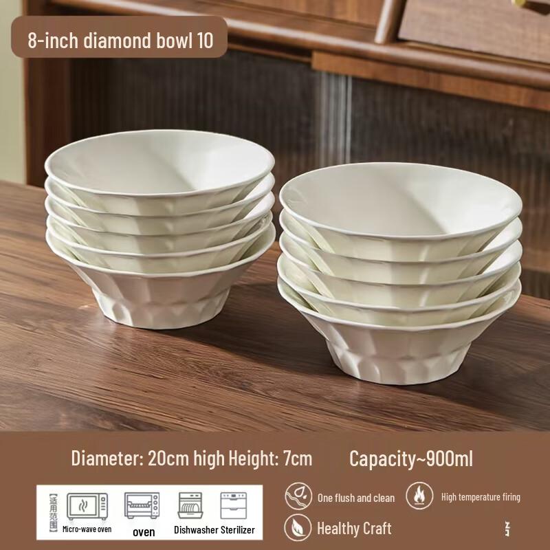 Limpang Premium White Ceramic Noodle Bowl Set