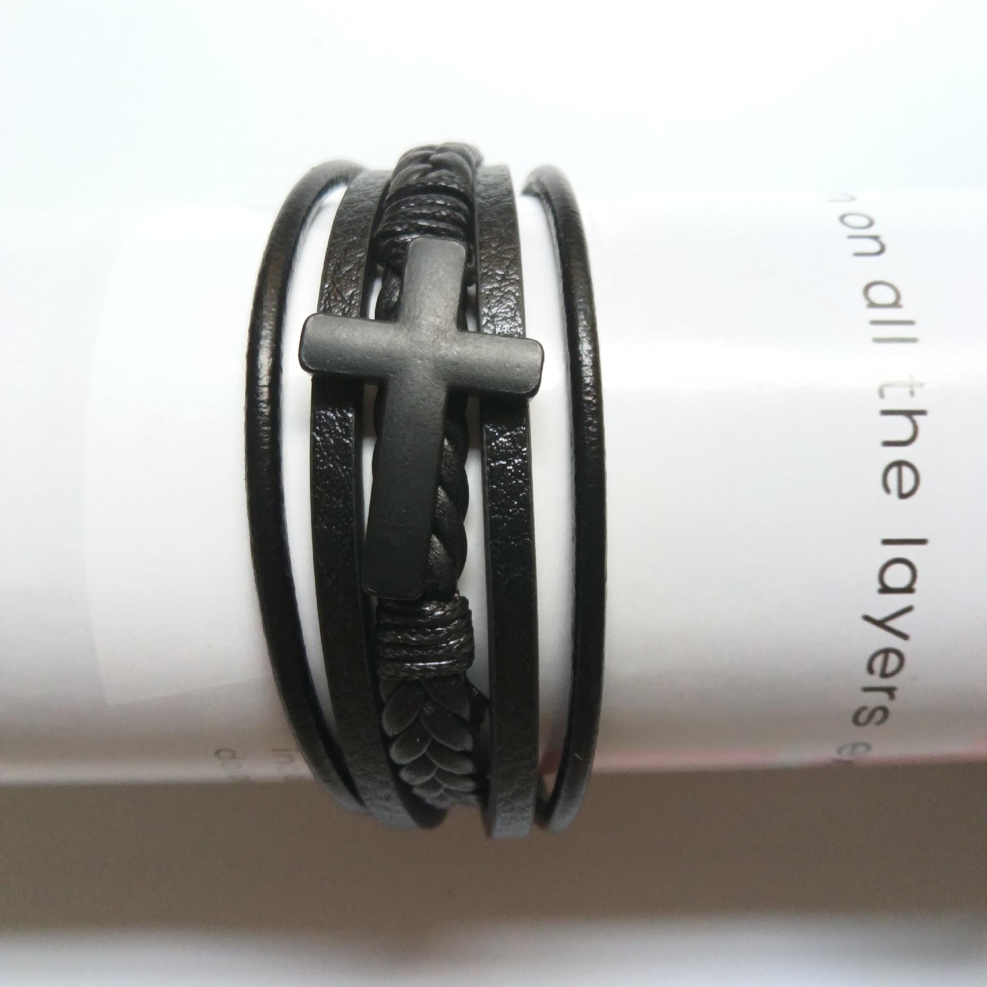 Men s Multi-Layer Punk Leather Bracelet with Magnetic Clasp