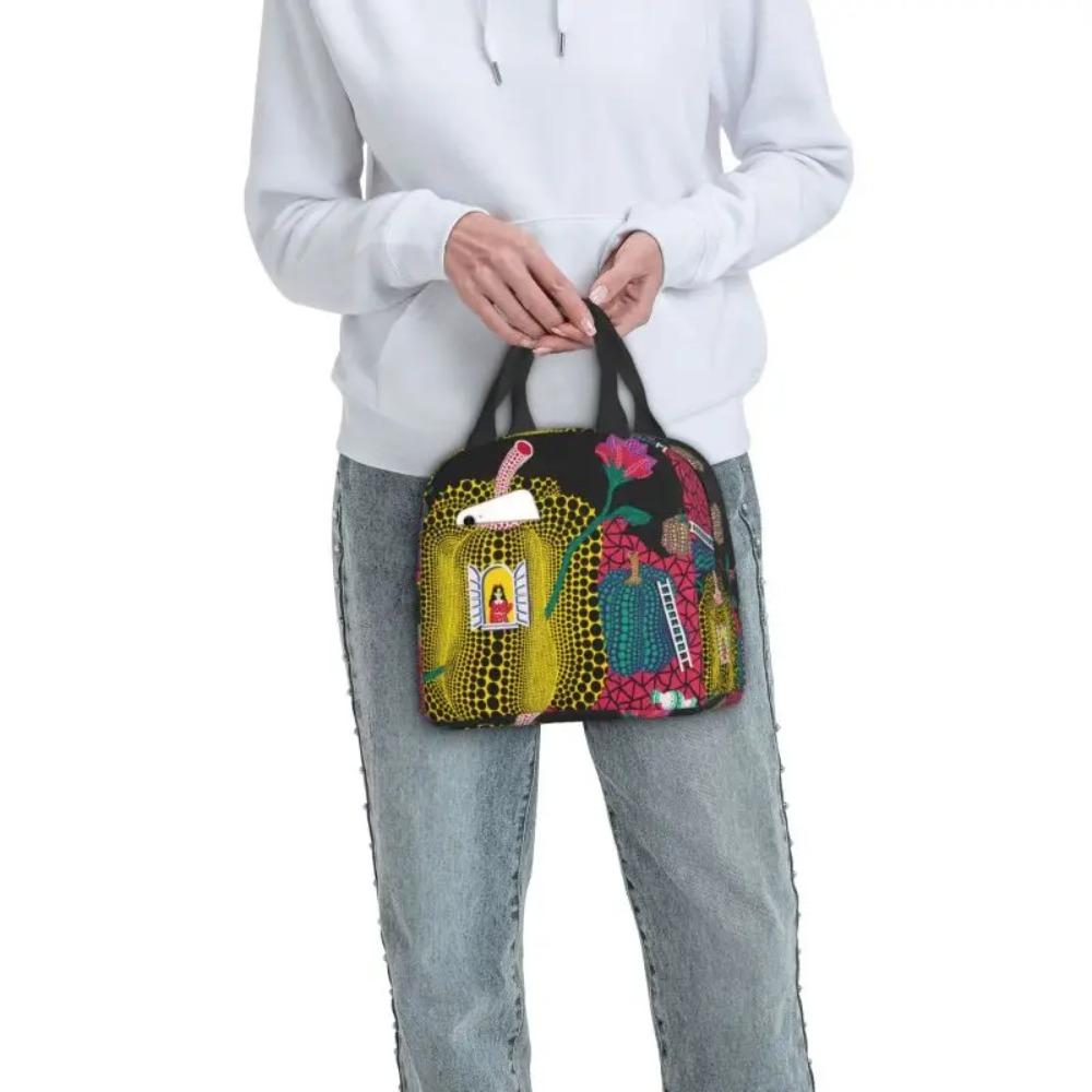 Custom Yayoi Kusama Abstract Painting Insulated Lunch Bag for Women Resuable Cooler Thermal Lunch Box Kids School Children