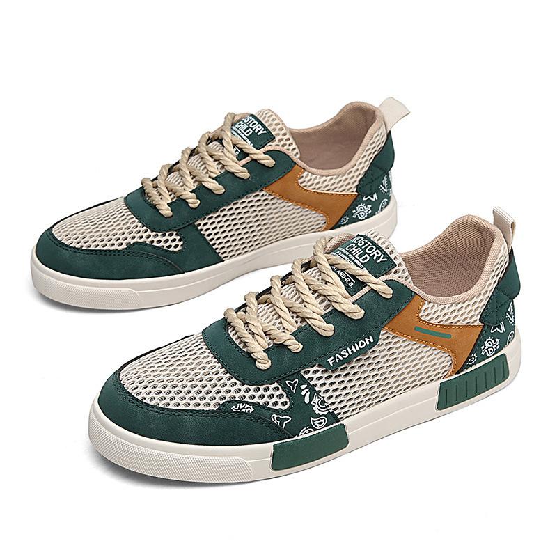 Large size hollow fashion board shoes men's 2025 new comfortable mesh shoes lightweight trend versatile casual shoes