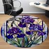 1pc Iris StainedGlass Office Round Area Rug, Under Office Chairs Bedroom Living Room Home Decor, Room Deco