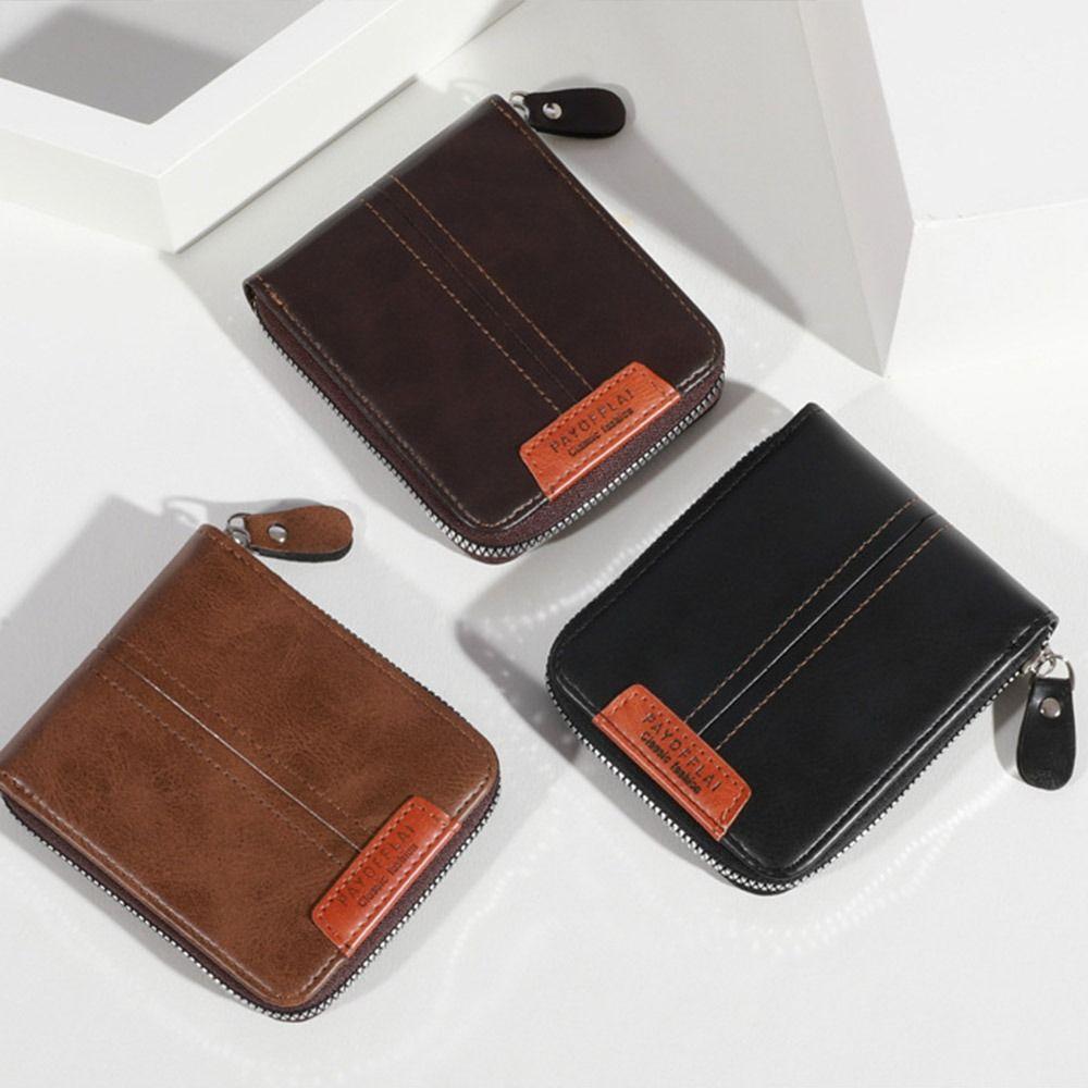 PU Leather Men's Wallet Short Student Purse New Business Wallet  Card Bag