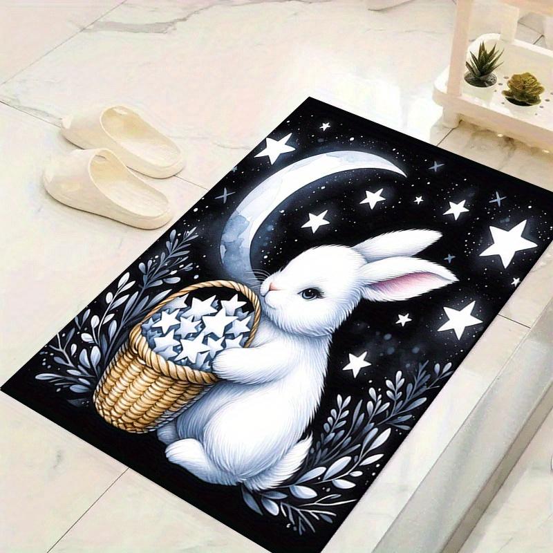 

1pc Moon Rabbit Pattern Area Rug, Anti slip Non Shedding Stain Resistant Carpet 60cm by 90cm