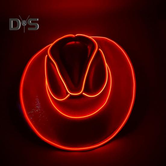 Light Up Cowgirl Hat Wireless Neon Western LED Cowboy Cap Luminous Flashing Light Bar Hat for Halloween Party Supplies
